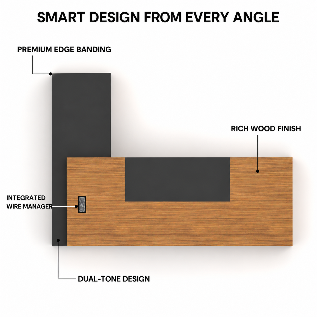 Director Table for office Furniture Made in Particle Board/ MDF/Plywood with Two shelves & Lockable Storage, One Wire Manager