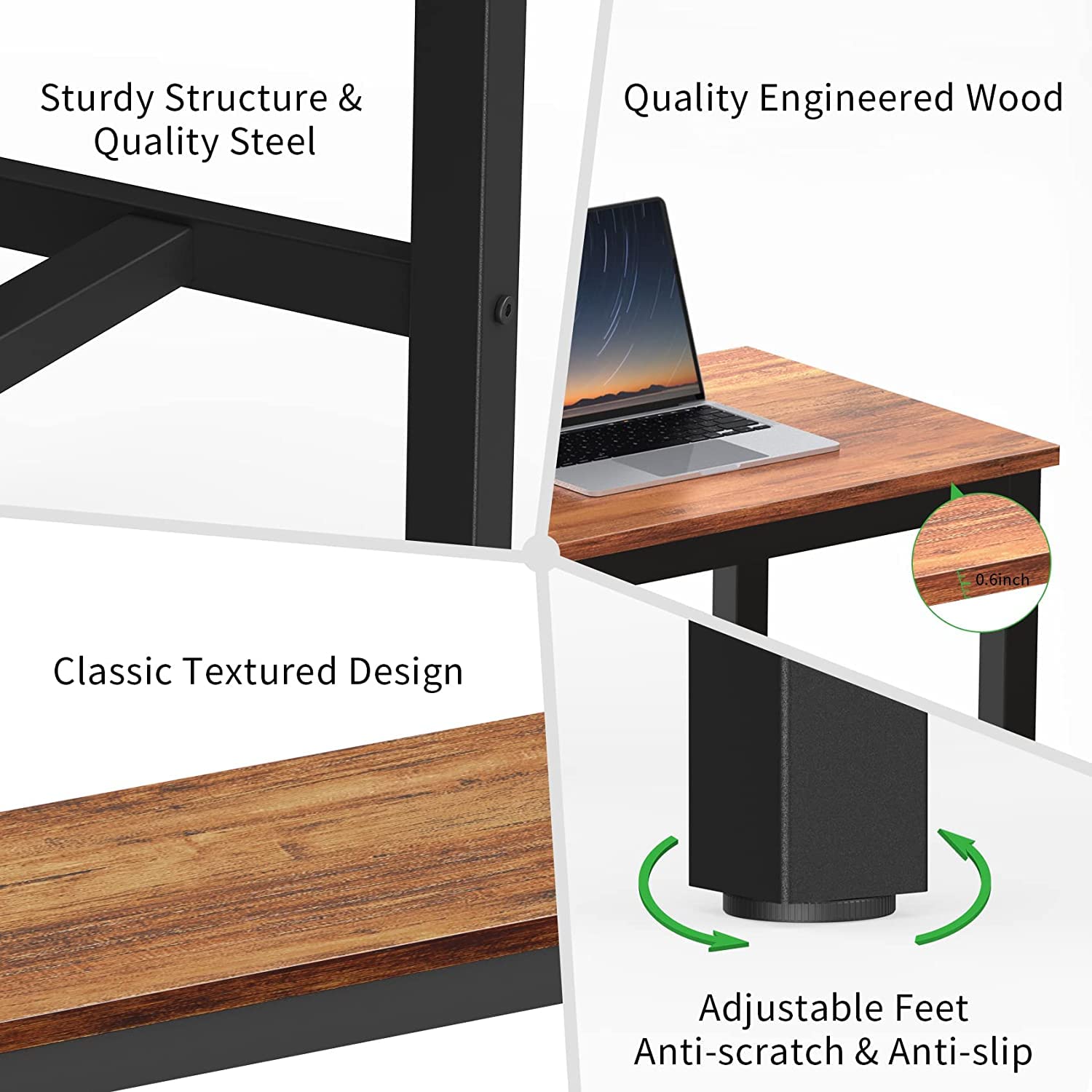 Table with Wooden Top and Metal Black Powder Coated Legs -