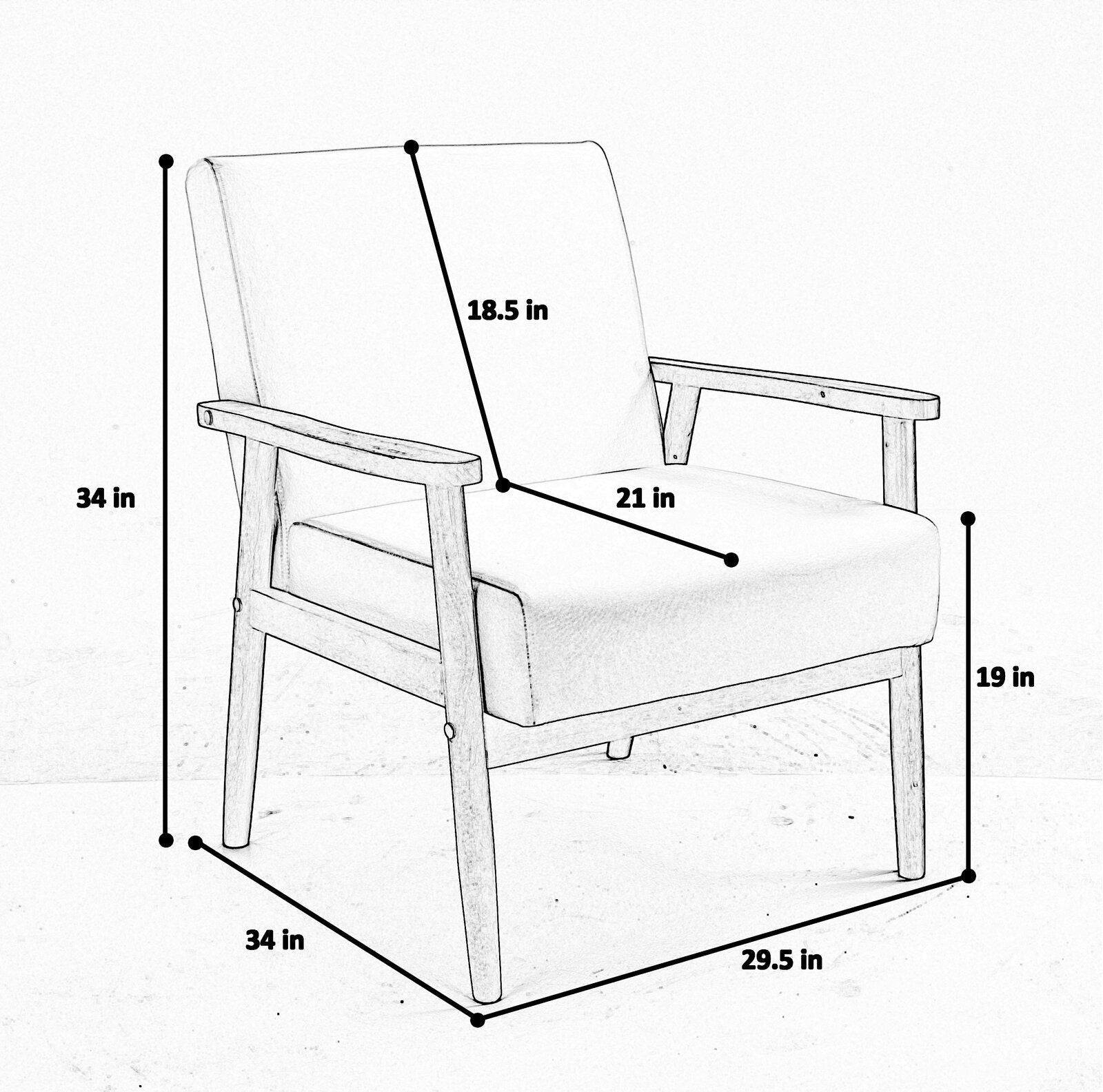 Teak Wood Arm Chair Comfortably Padded Seat and Back Cushions -