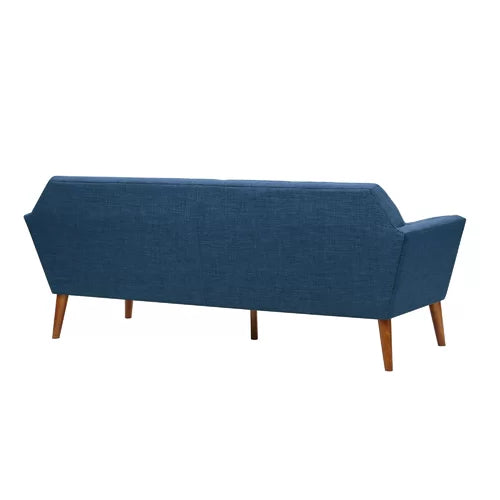 Teak Wood Guest Room Three Seater Sofa -Light Blue -