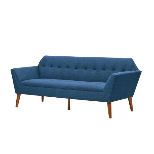 Teak Wood Guest Room Three Seater Sofa -Light Blue -