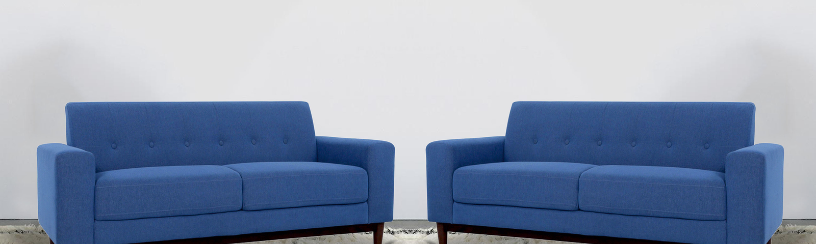 Three Seater Sofa With Wooden Legs Base Cushioned -
