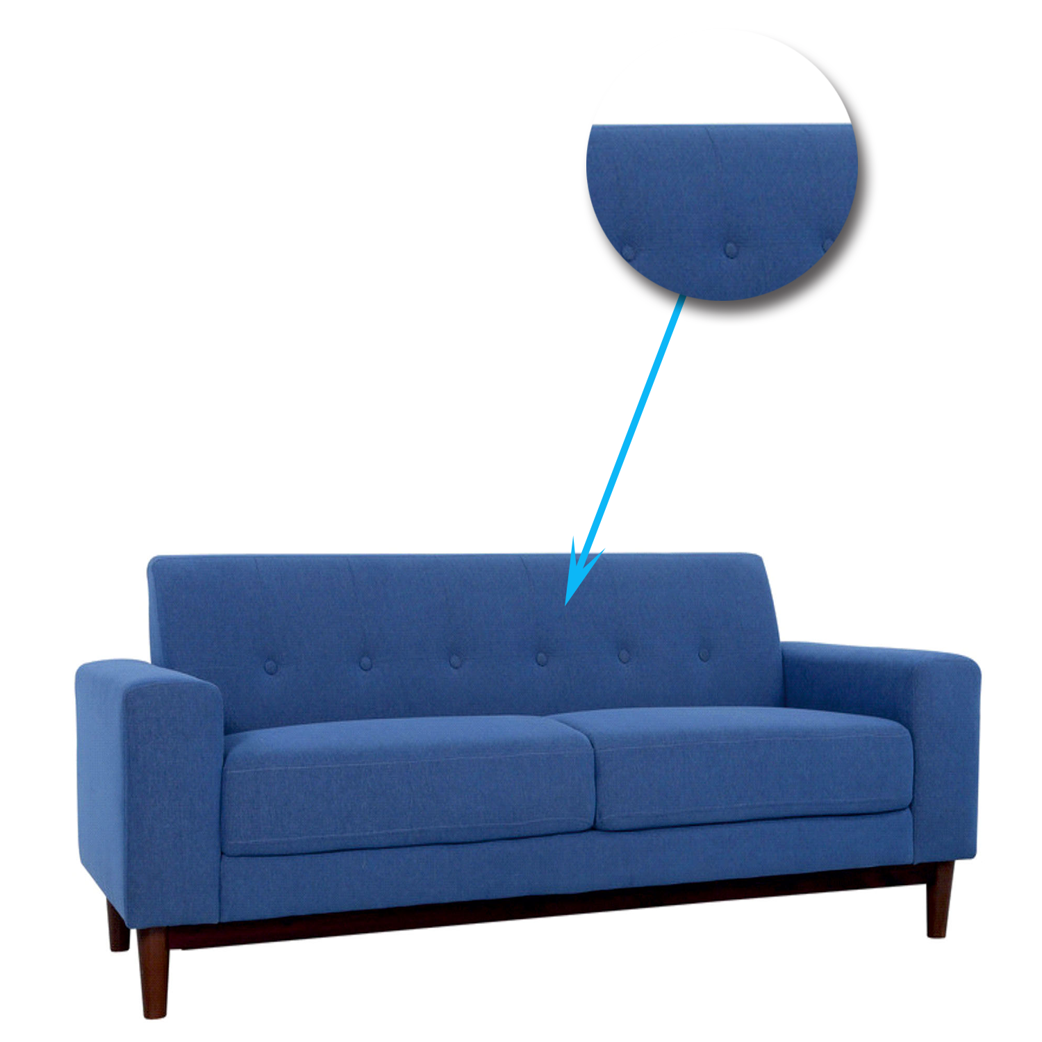 Three Seater Sofa With Wooden Legs Base Cushioned -