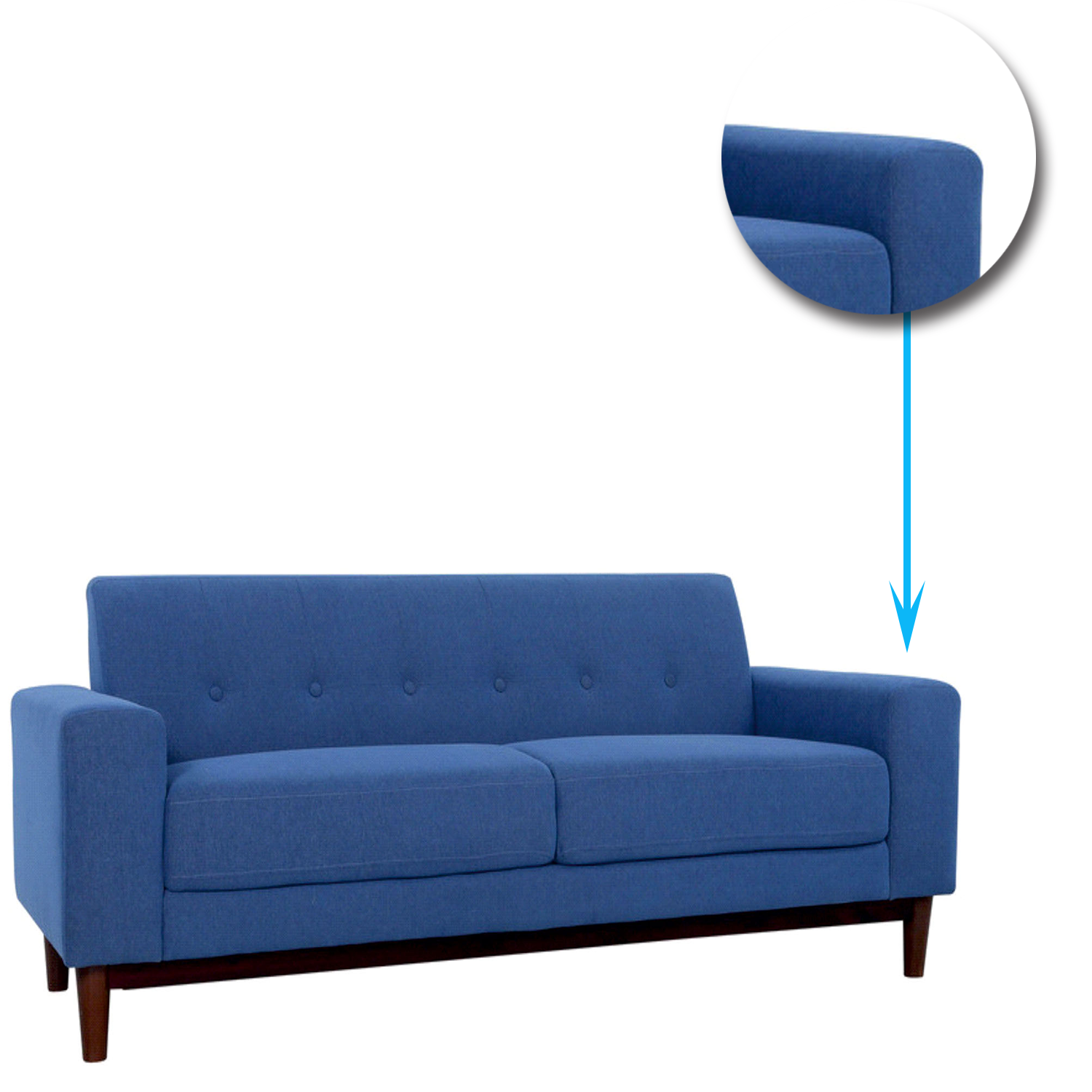 Three Seater Sofa With Wooden Legs Base Cushioned -