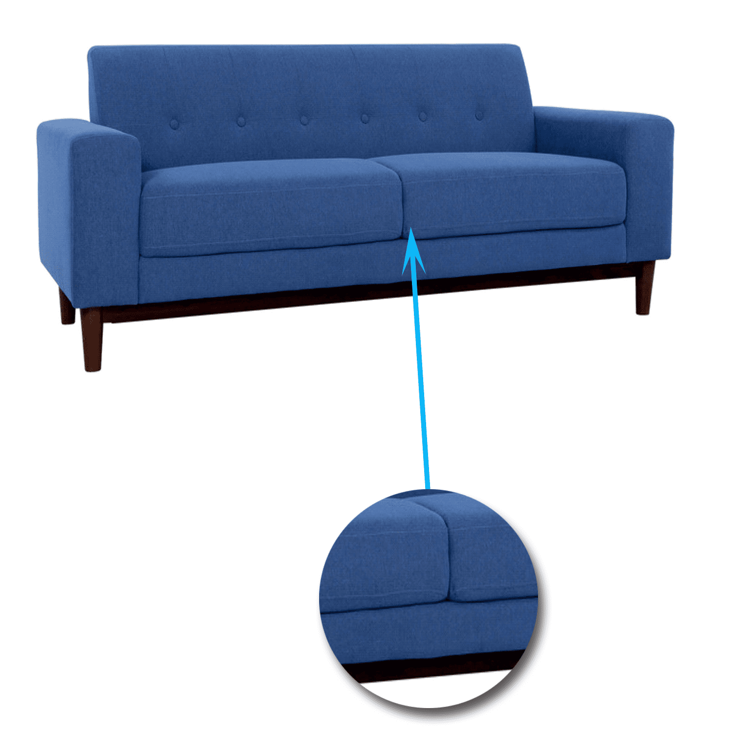 Three Seater Sofa With Wooden Legs Base Cushioned -