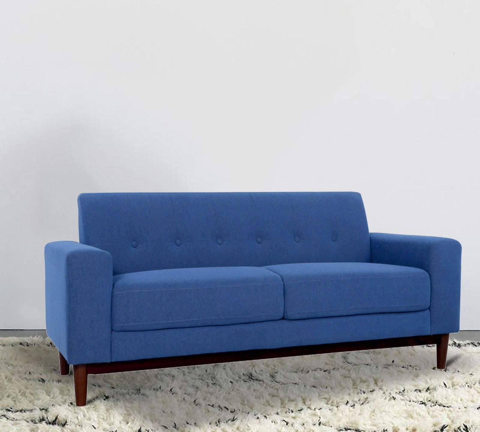 Three Seater Sofa With Wooden Legs Base Cushioned -
