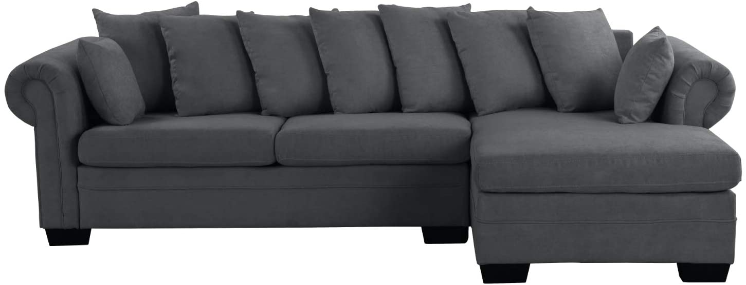 Three Seater Sofa and Chaise With Solid Wooden Frame Fabric -