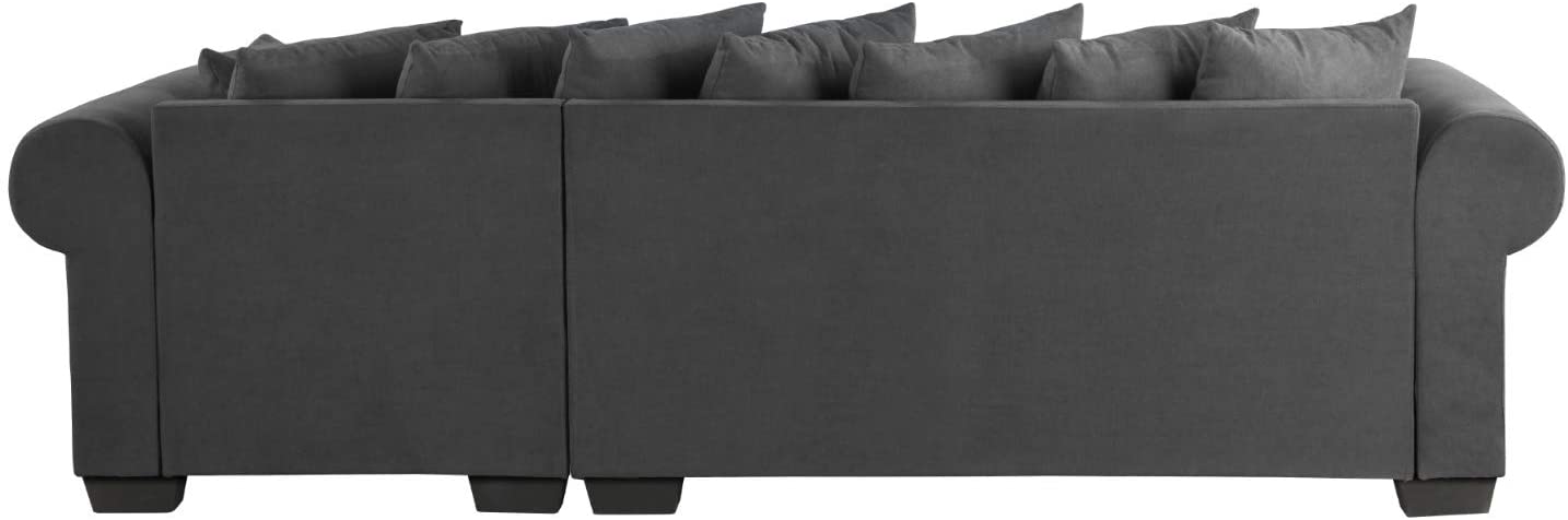 Three Seater Sofa and Chaise With Solid Wooden Frame Fabric -
