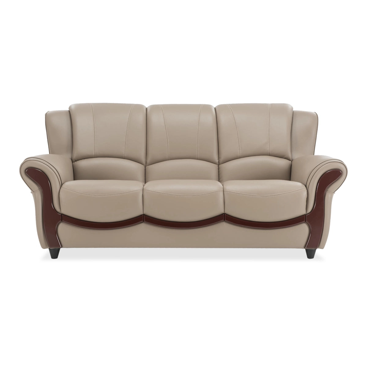 Three Seater Sofa in Leatherette Upholstery with Solid Wood Frame And PVC Legs -