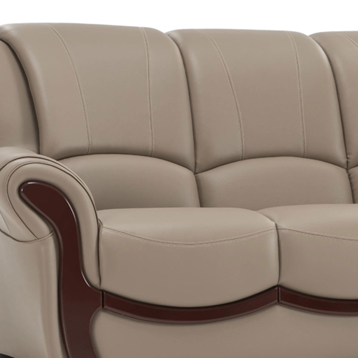 Three Seater Sofa in Leatherette Upholstery with Solid Wood Frame And PVC Legs -