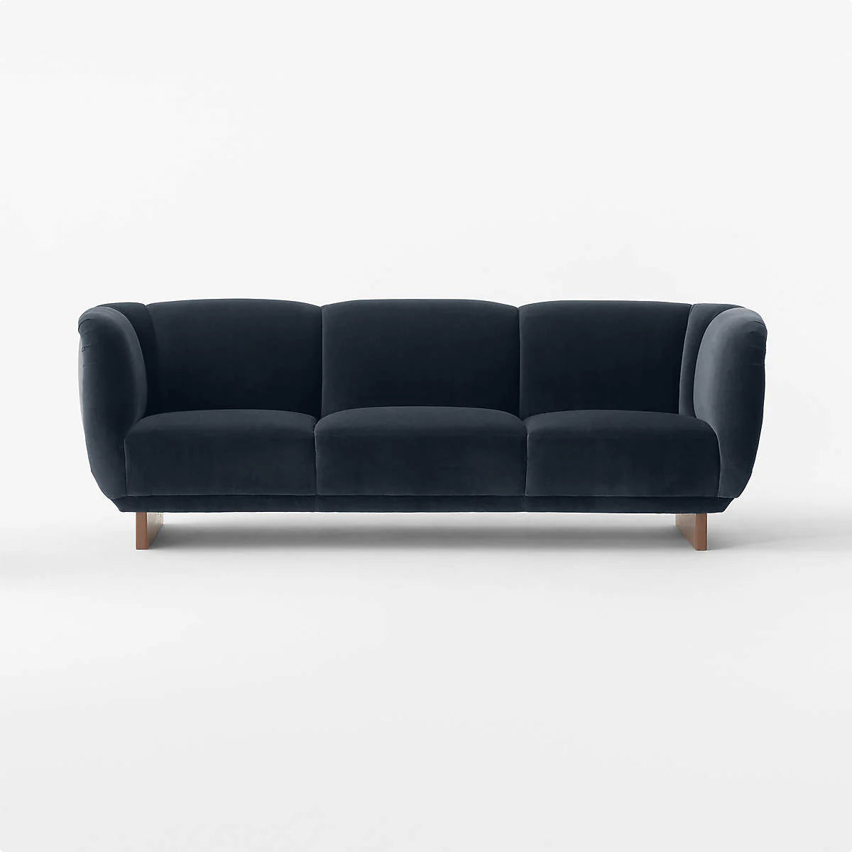 Three Seater Velvet Fabric Sofa With Solid Wooden Frame and Teak Wood Legs  base -