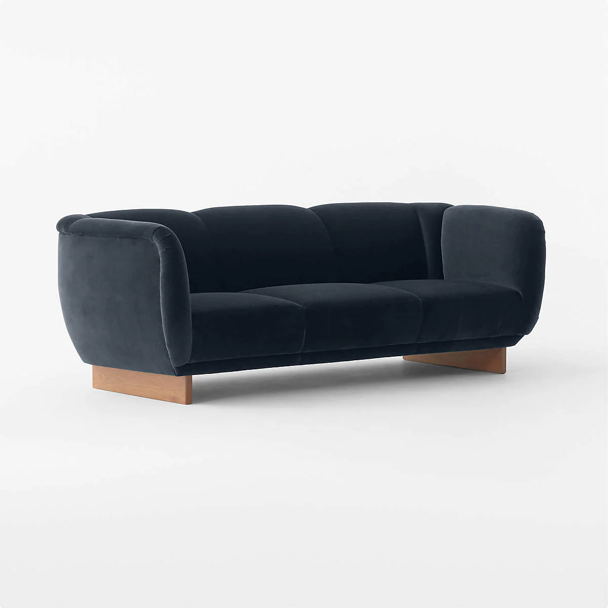 Three Seater Velvet Fabric Sofa With Solid Wooden Frame and Teak Wood Legs  base -