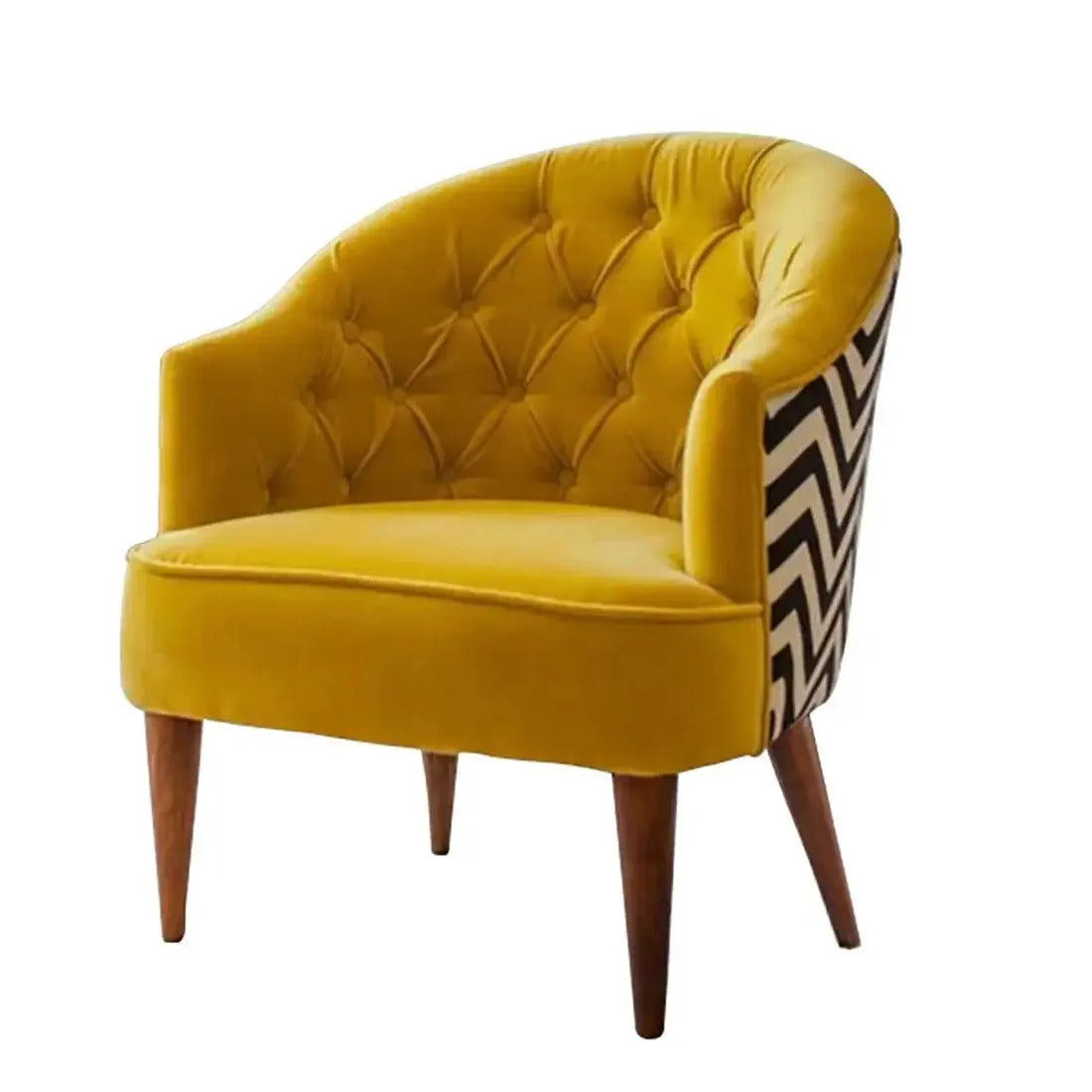 Tufted Buttons Backrest Single Seater Chair -