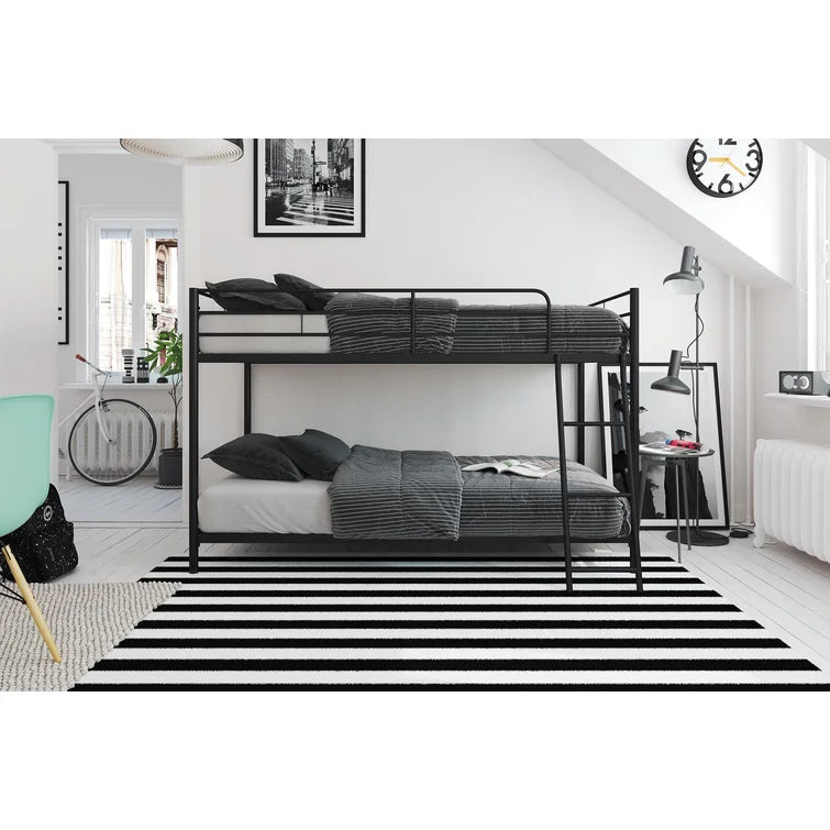 Twin Metal Bunk Bed with Mesh Frame - Black -