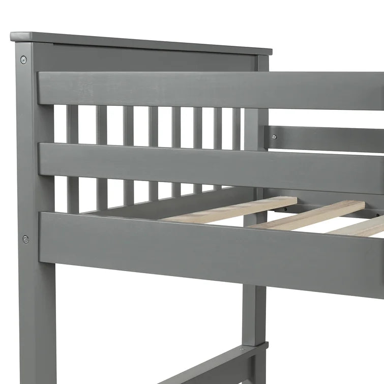 Twin Over Full Bunk Bed with 2 Storage Drawers and Ladders for Bedroom Dorm, solid Wood Bed Frame with Guard Rails -