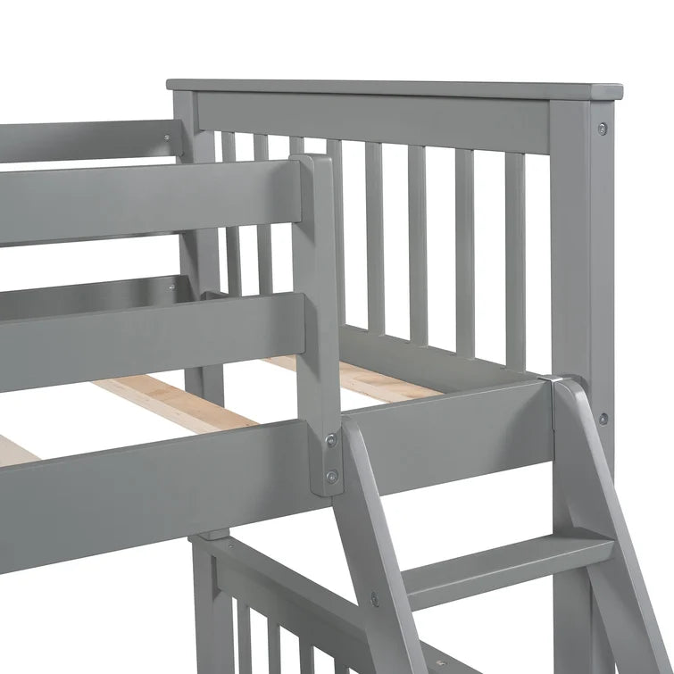 Twin Over Full Bunk Bed with 2 Storage Drawers and Ladders for Bedroom Dorm, solid Wood Bed Frame with Guard Rails -