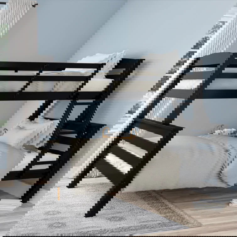 Twin Over Full Bunk Bed with Slant Ladder -