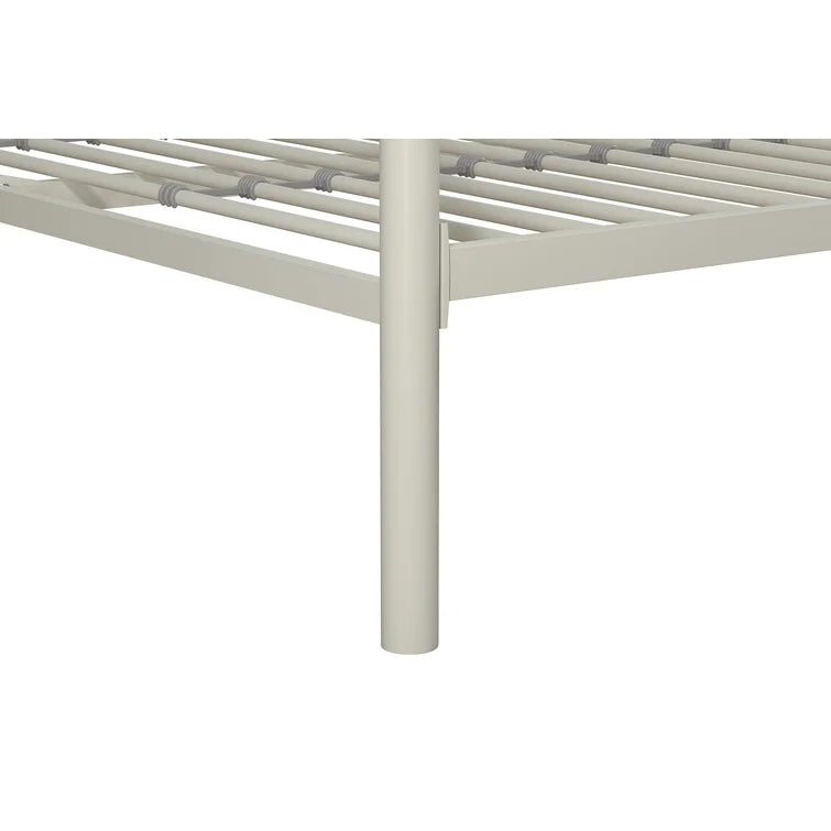 Twin over Full Bunk Bed, Bunk Bed Frame with Two-Side Ladders, Full Length Guardrail, White Steel Platform Bed Frame -