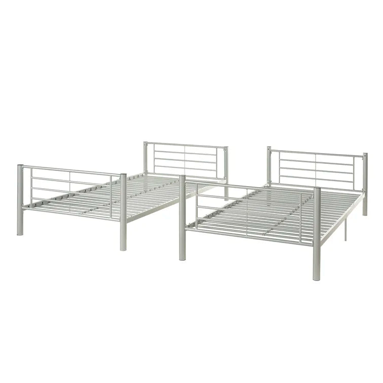 Twin over Twin Metal Bunk Bed, Sturdy Frame with Metal Slats -