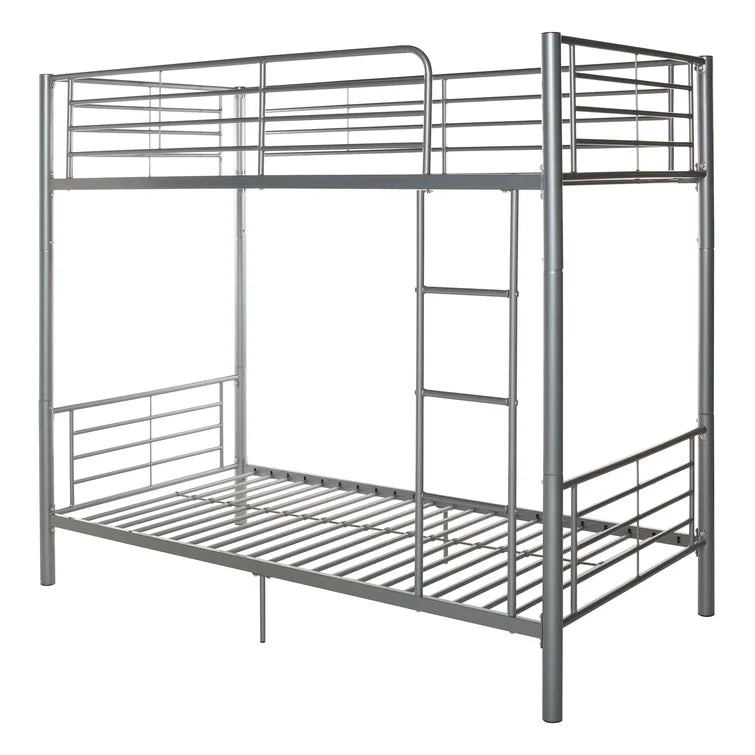 Twin over Twin Metal Bunk Bed, Sturdy Frame with Metal Slats -