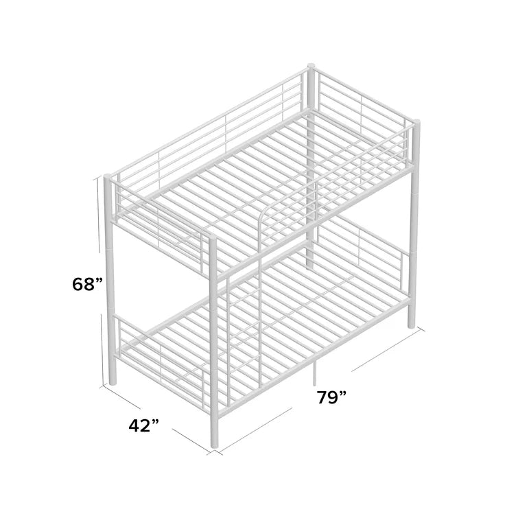 Twin over Twin Metal Bunk Bed, Sturdy Frame with Metal Slats -