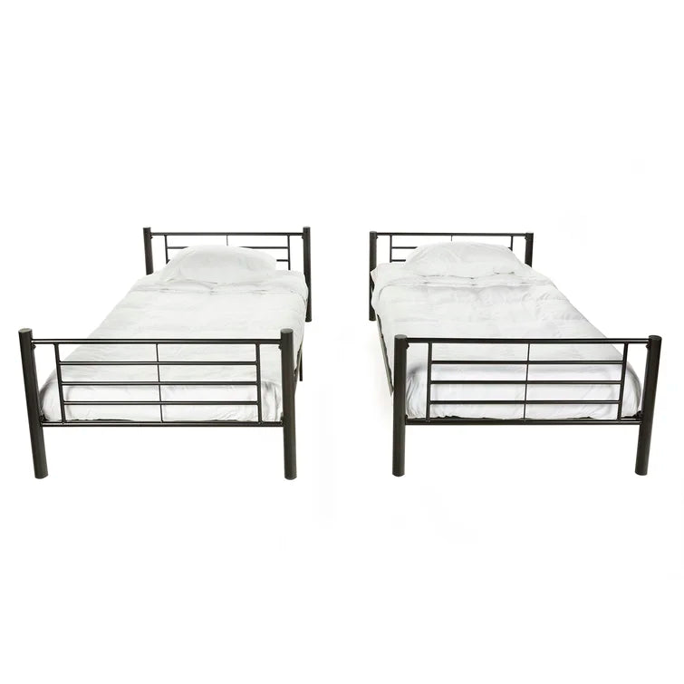 Twin over Twin Metal Bunk Bed, Sturdy Frame with Metal Slats -