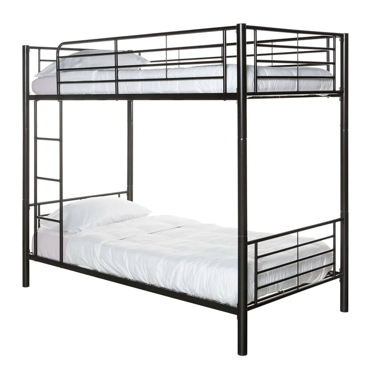 Twin over Twin Metal Bunk Bed, Sturdy Frame with Metal Slats -