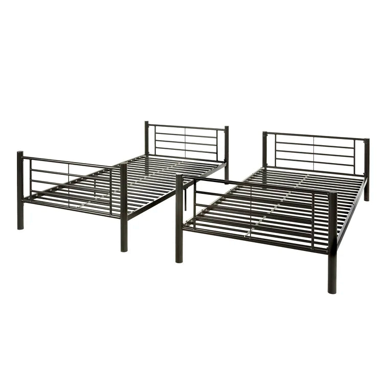 Twin over Twin Metal Bunk Bed, Sturdy Frame with Metal Slats -