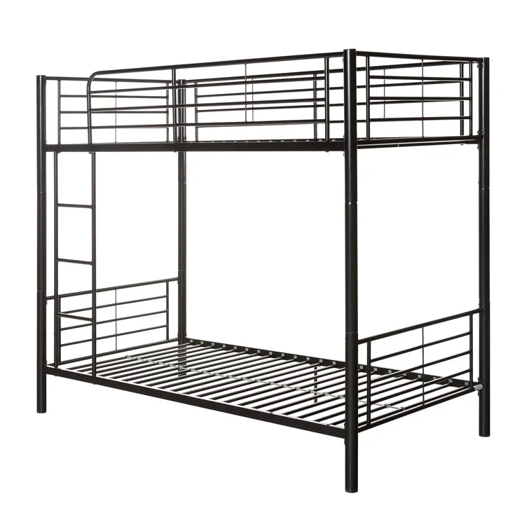 Twin over Twin Metal Bunk Bed, Sturdy Frame with Metal Slats -