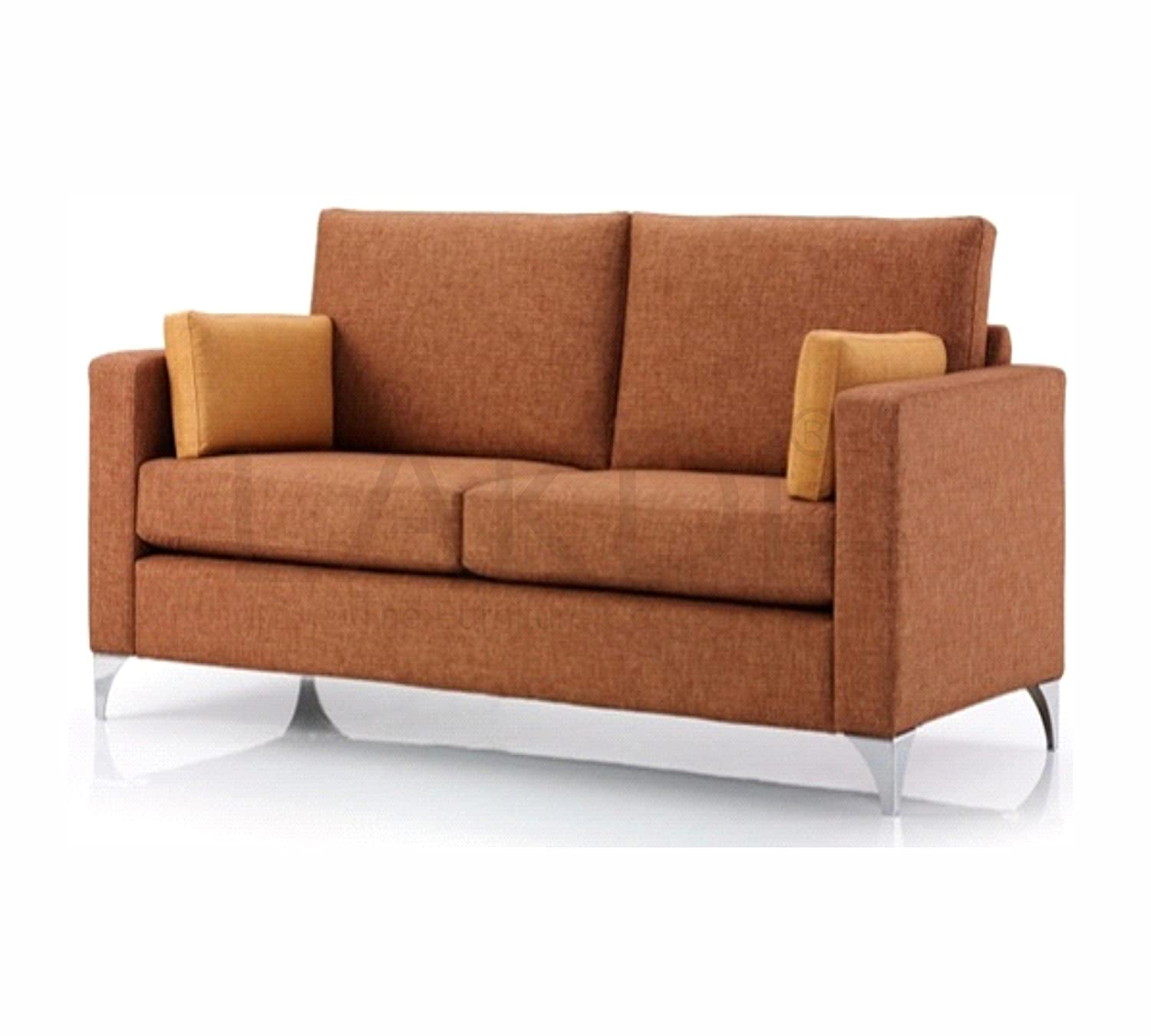 Two Seater Fabric Sofa in Solid Wood With Metal Legs -
