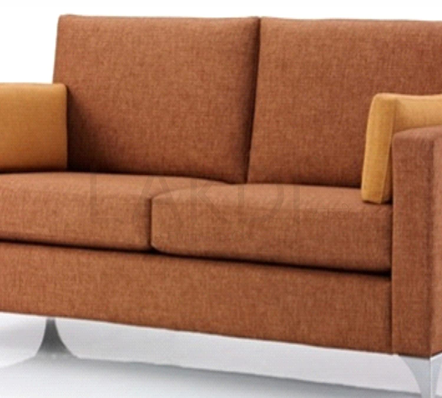 Two Seater Fabric Sofa in Solid Wood With Metal Legs -