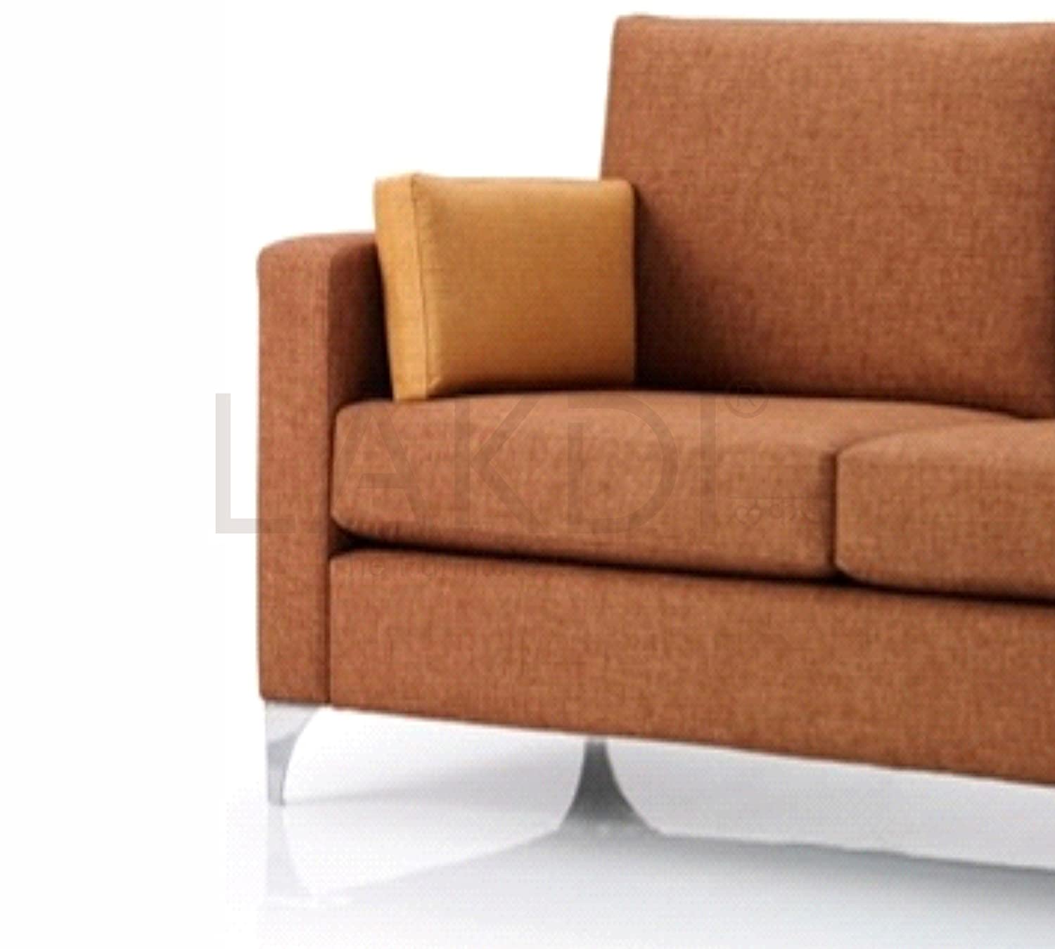 Two Seater Fabric Sofa in Solid Wood With Metal Legs -