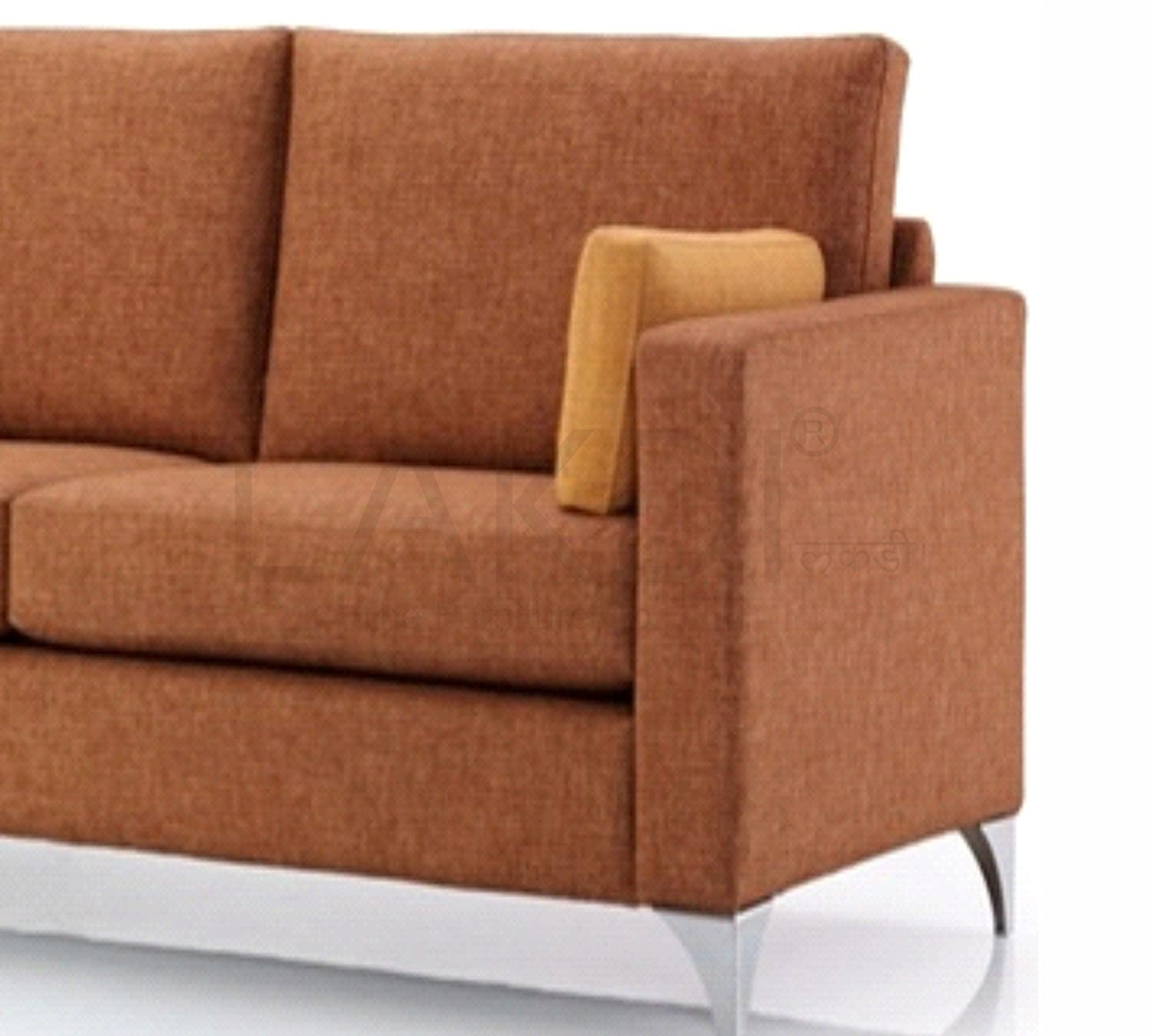 Two Seater Fabric Sofa in Solid Wood With Metal Legs -