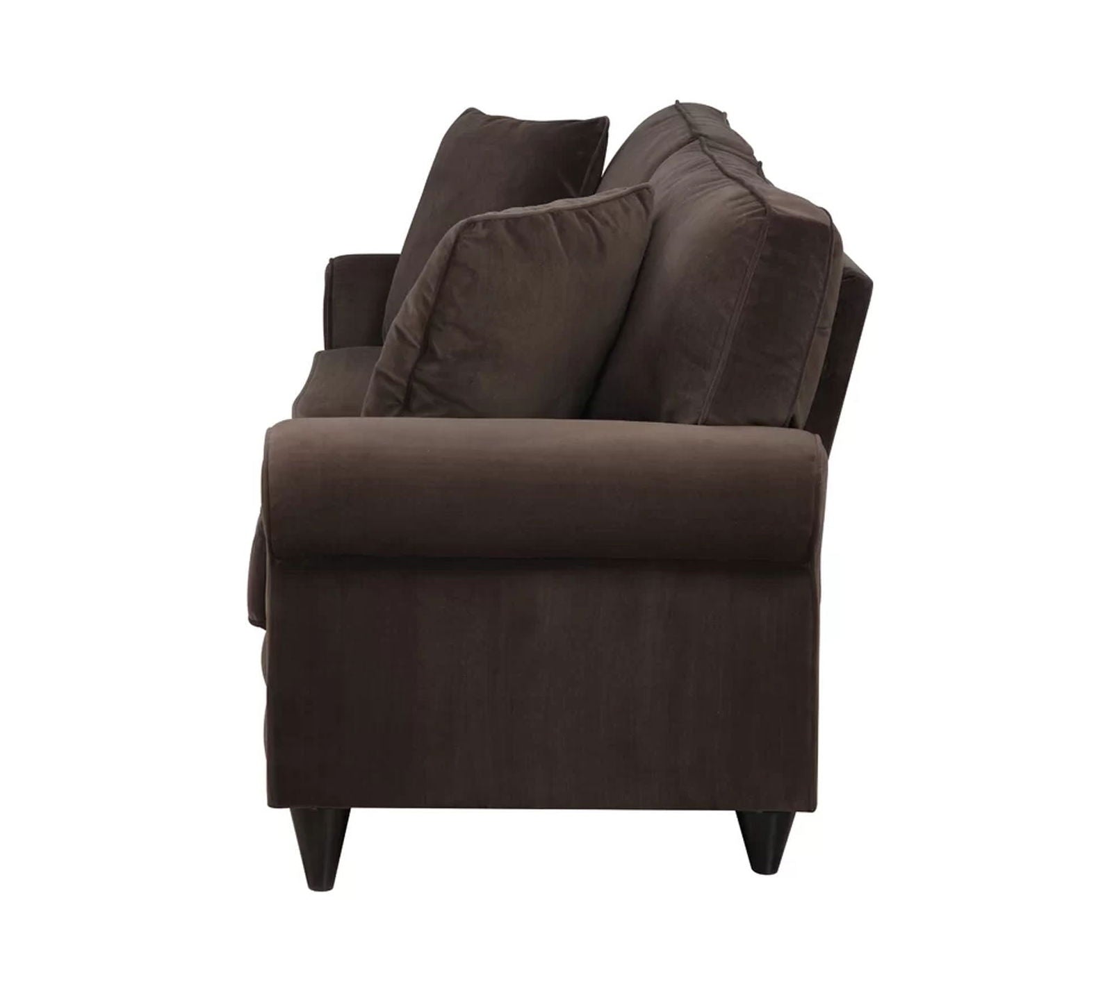 Two Seater Velvet Sofa With Wooden Legs -