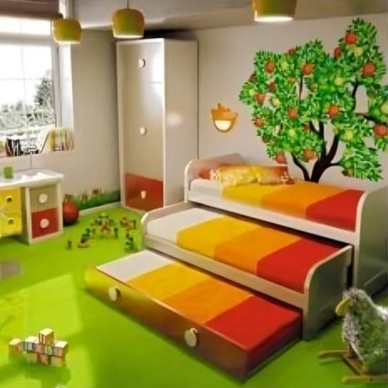 Modern Triple Wooden Bunk Bed for Kids