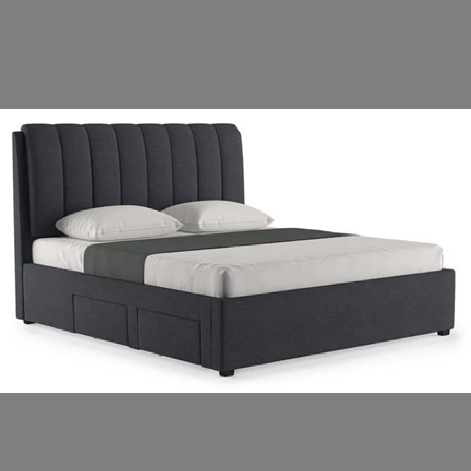 Luxuary King Size Bed – Grey Fabric, Hydraulic Storage, Solid, Plywood, Modern Design