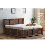 किंग साइज़ लकड़ी का बिस्तर, हाइड्रोलिक स्टोरेज के साथ लक्ज़री डिज़ाइन, मेलामाइन पॉलिश फ़िनिश के साथ उच्च गुणवत्ता वाली ठोस लकड़ी का फ़्रेम