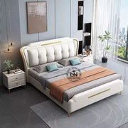 King Size Bed with Upholstered Soft Headboard, Strong Wooden Frame & Storage Options – Luxurious Leatherette Finish