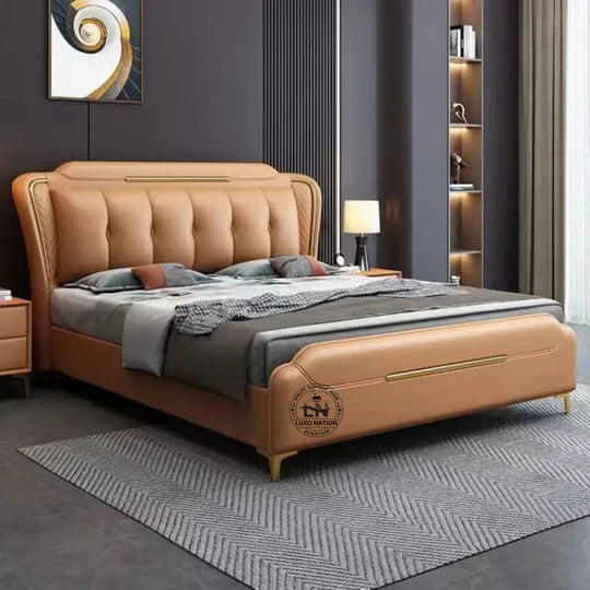 King Size Bed with Upholstered Soft Headboard, Strong Wooden Frame & Storage Options – Luxurious Leatherette Finish
