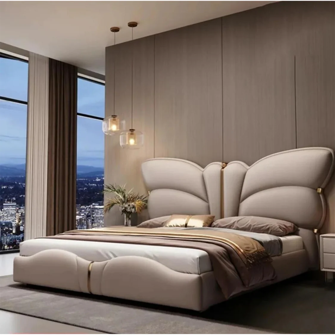 King Size Bed For Home Furniture Modern Full Upholstered Bed with Plywood Frame and  Headboard, for Contemporary Bedrooms