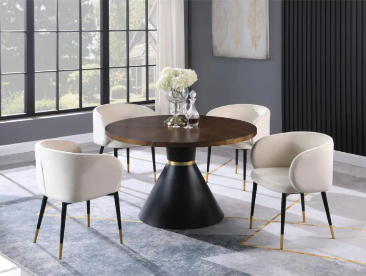 Upholstered Dining Chair with Wooden Frame Base -