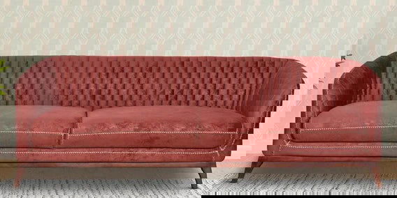 Velvet 3 Seater Sofa In Rustic Red Color -