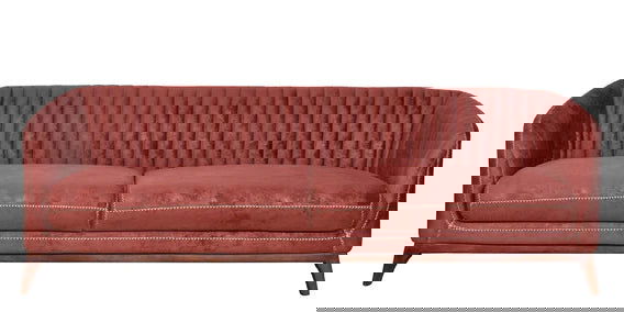 Velvet 3 Seater Sofa In Rustic Red Color -