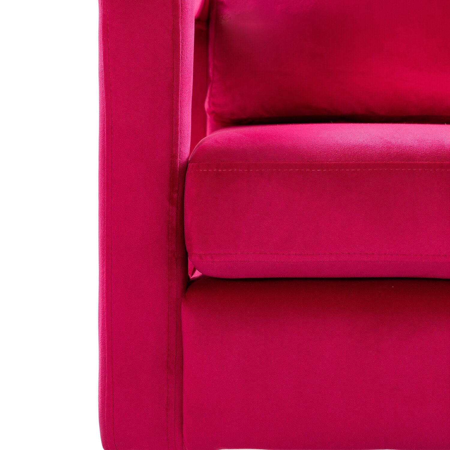 Velvet Accent Chair with Gold Metal Legs, Modern Comfy Upholstered Armchair with Removable Back Cushion, -