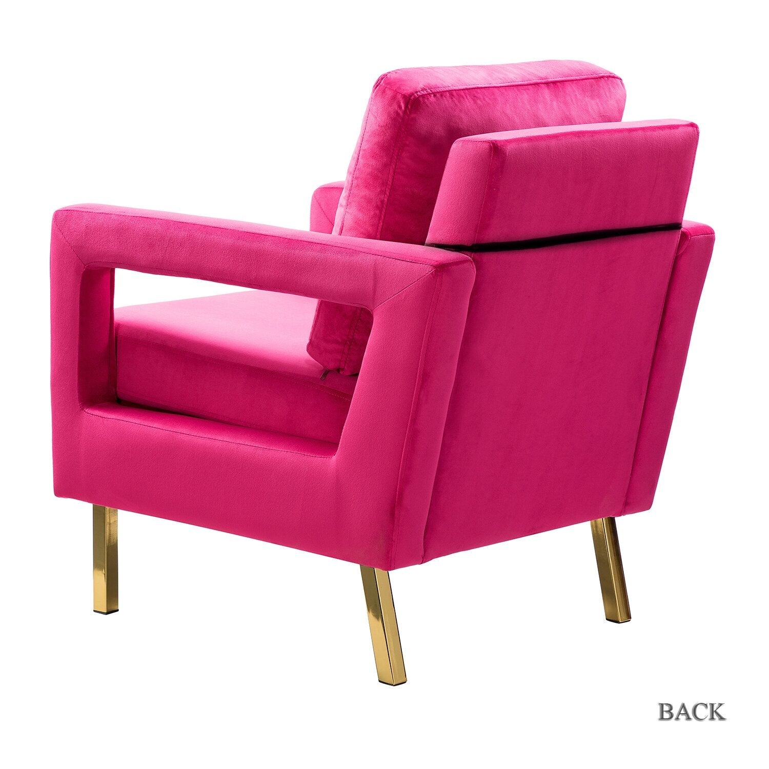 Velvet Accent Chair with Gold Metal Legs, Modern Comfy Upholstered Armchair with Removable Back Cushion, -