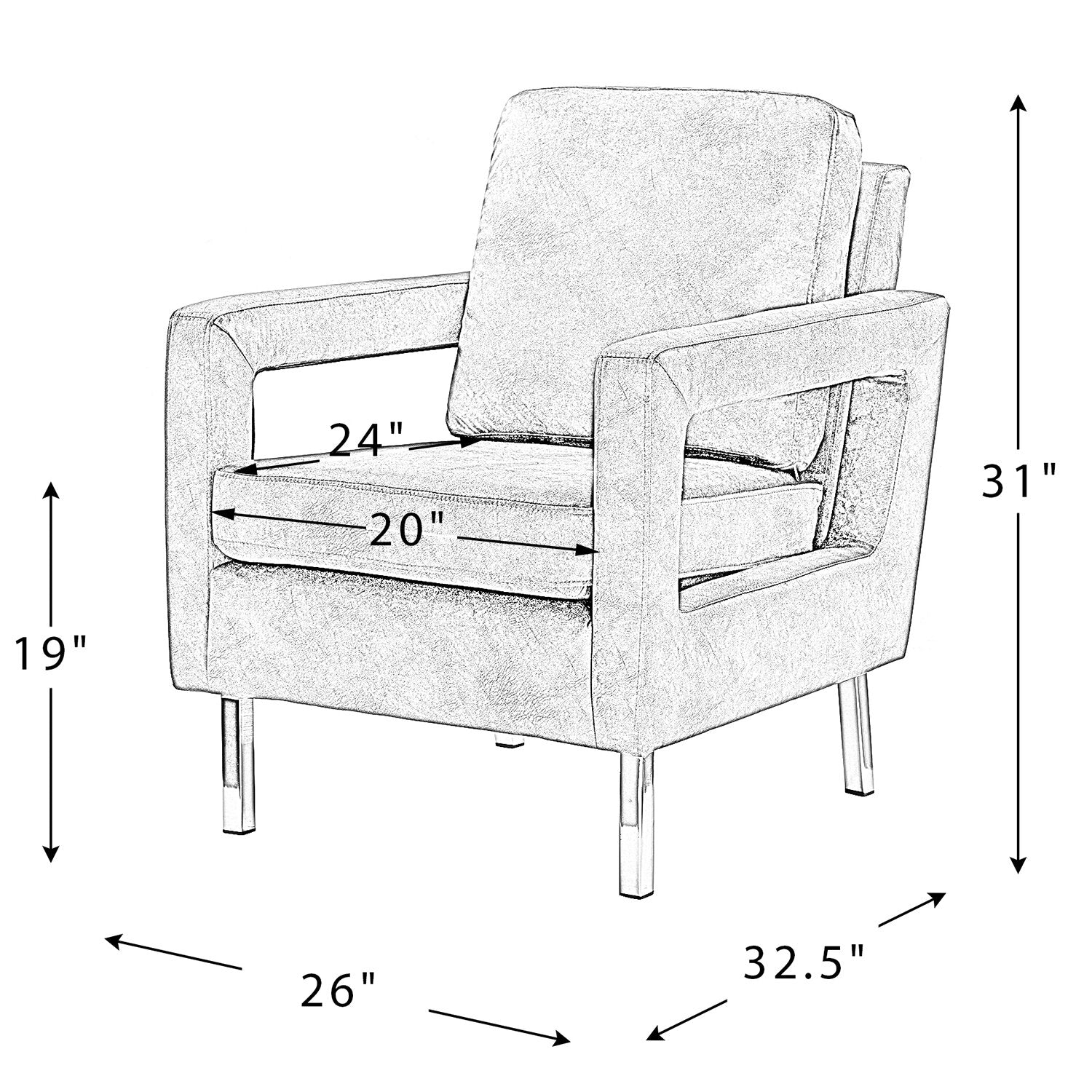 Velvet Accent Chair with Gold Metal Legs, Modern Comfy Upholstered Armchair with Removable Back Cushion, -