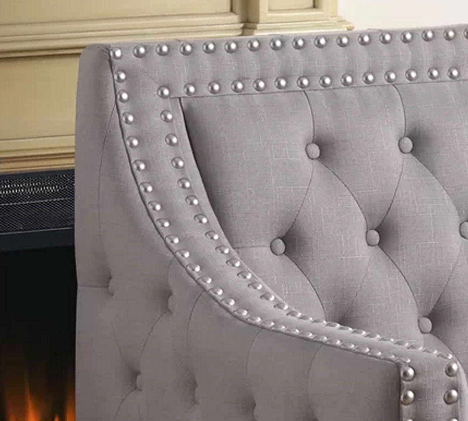 Velvet Lounge Chair Button Tufted in Back Rest with Teak Wood Legs -