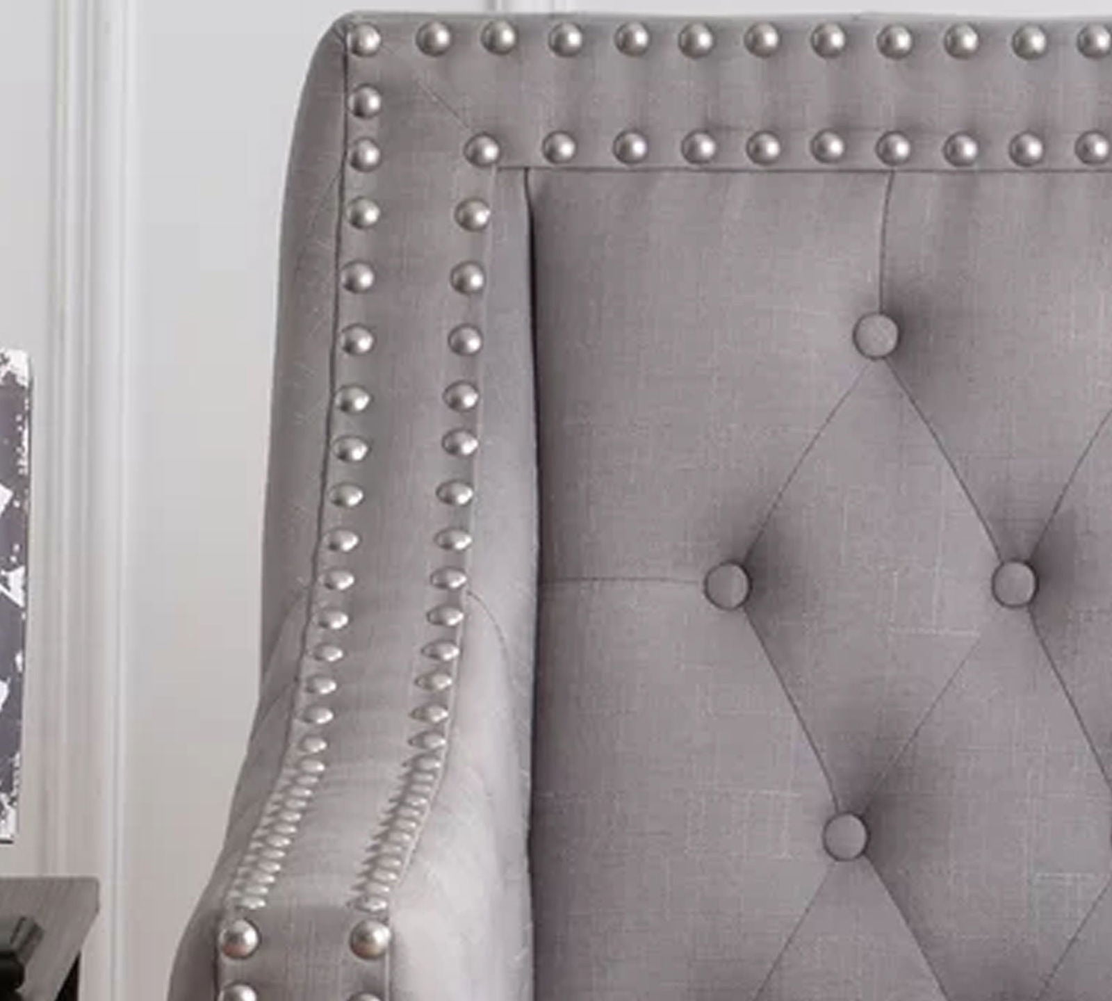 Velvet Lounge Chair Button Tufted in Back Rest with Teak Wood Legs -
