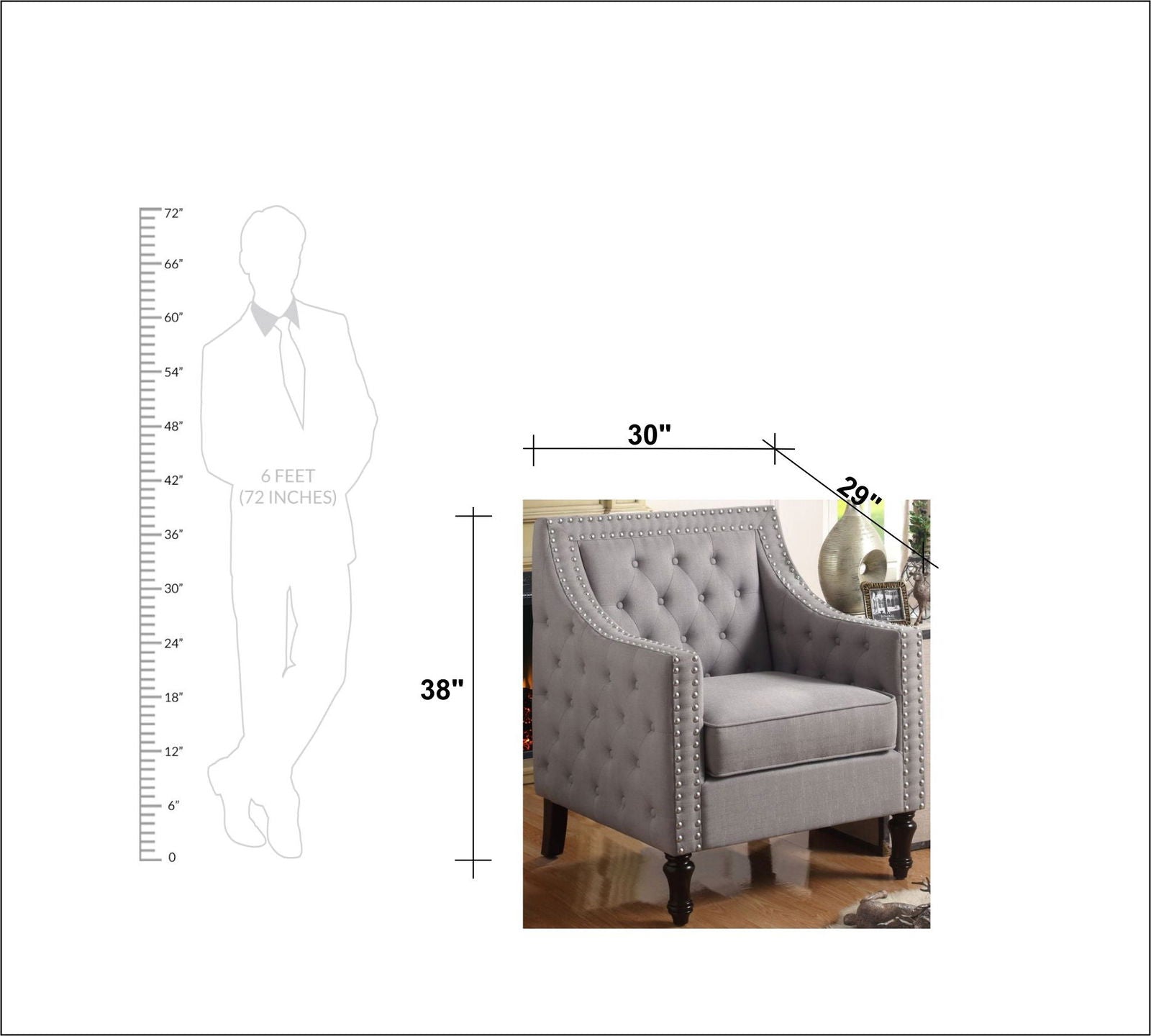 Velvet Lounge Chair Button Tufted in Back Rest with Teak Wood Legs -