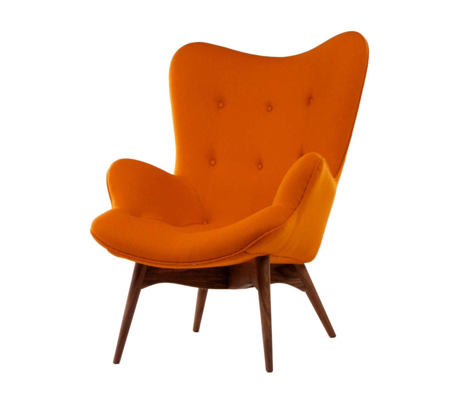 Velvet Lounge Chair in Teak Wood Legs -